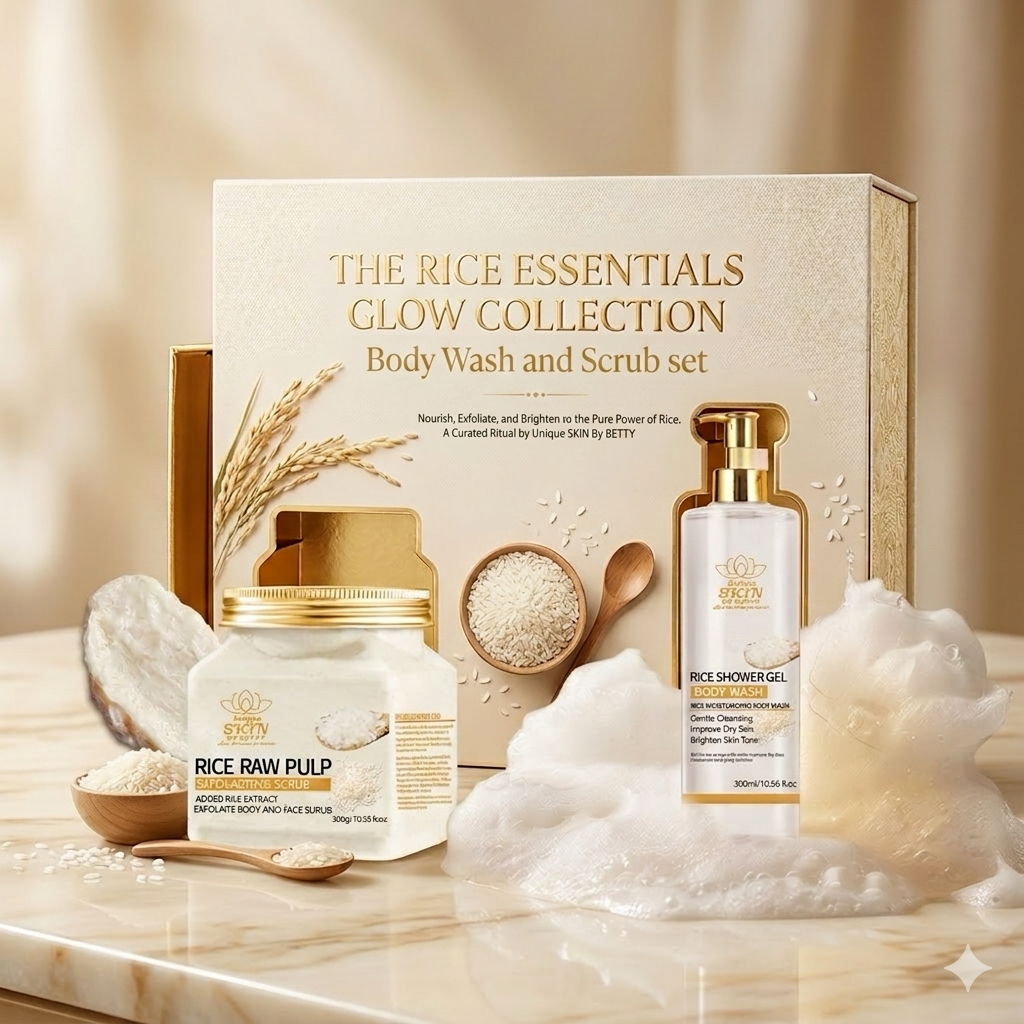 Rice Body Wash & Body Scrub Set